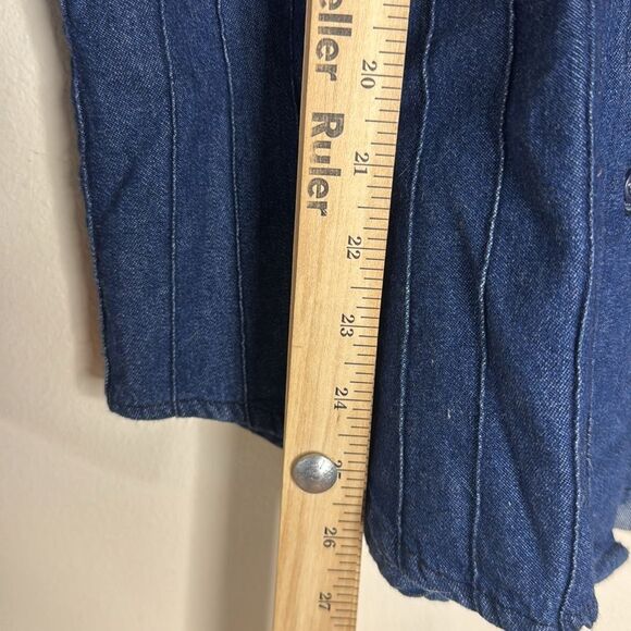 Vtg wanted Boho Western Fringe denim shirt button up with tassle size small cute - Picture 6 of 9